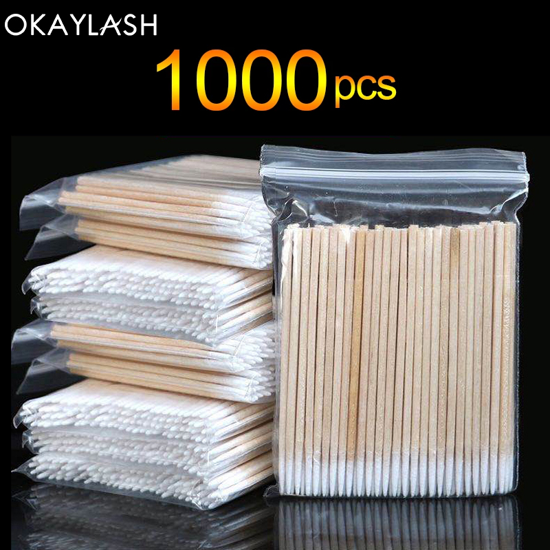 Eyelash Extension Glue Remover - 1000Pcs Groothandel Wegwerp Houten Micro Wattenstaafje