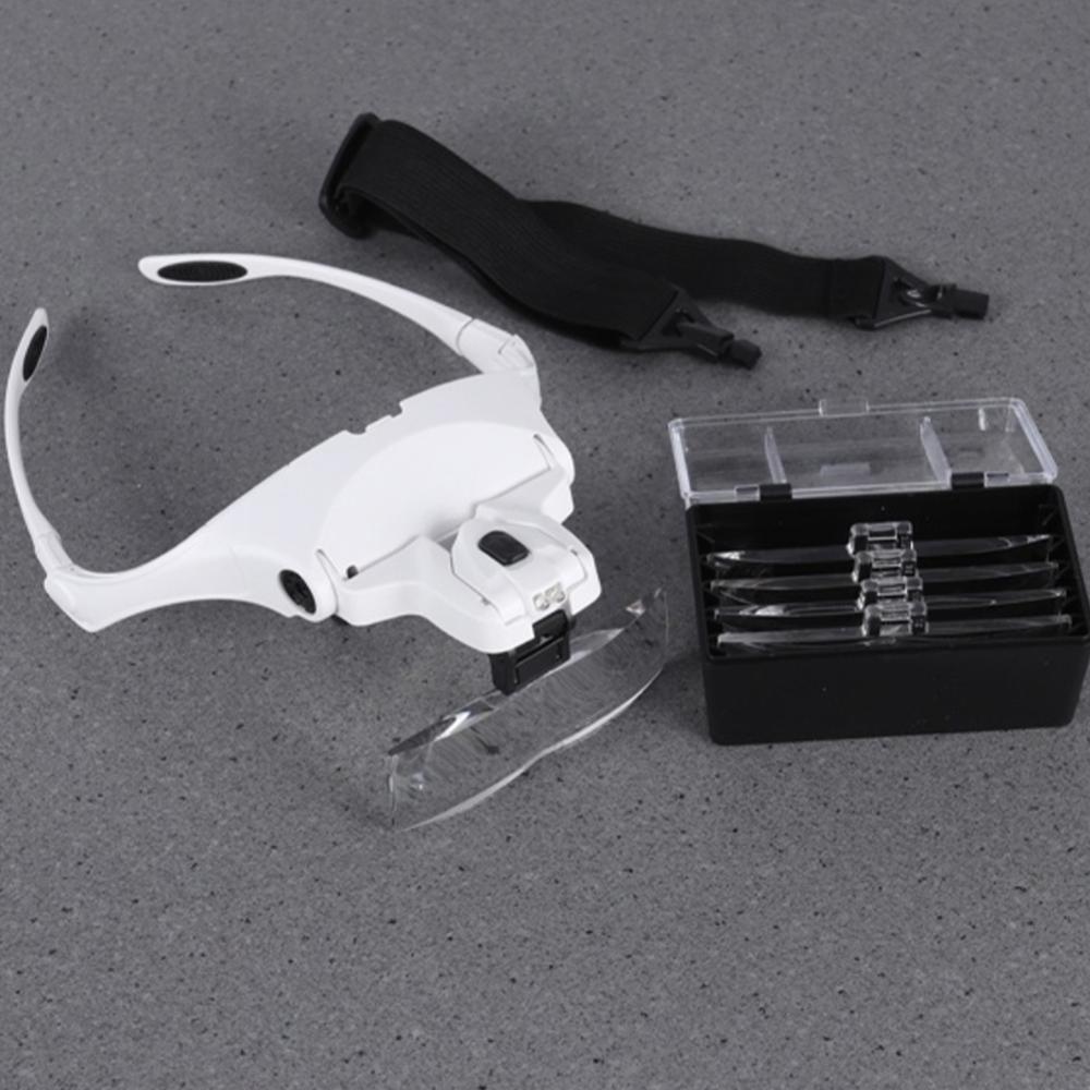 Eyelash Extension With Glasses - 5-lens verstelbare vergrootglas wimperverlenging vergrootglazen LED-lichtlamp