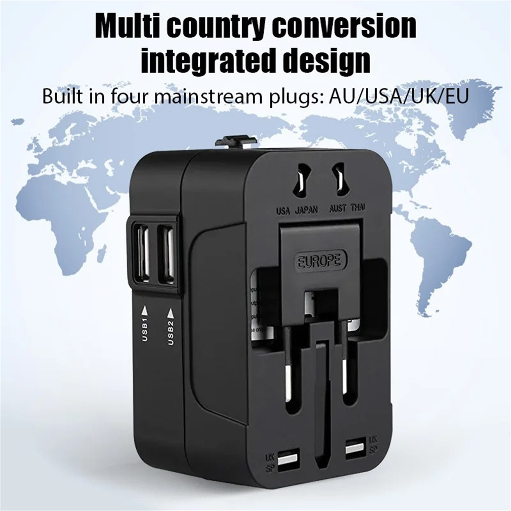 Eyelash Extension Uk - Universele internationale stekkeradapter met 2 USB-poorten,