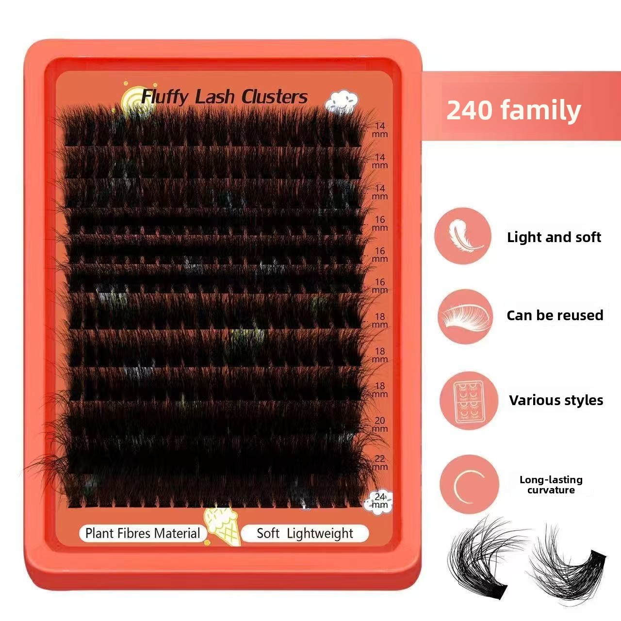 Eyelash Extension Home Service - 80D-100D 8D Pluizige Cluster Wimperextensions D-krul